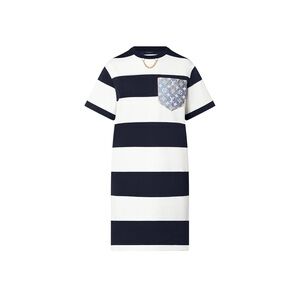 Striped Monogram Pocket T-Shirt Dress